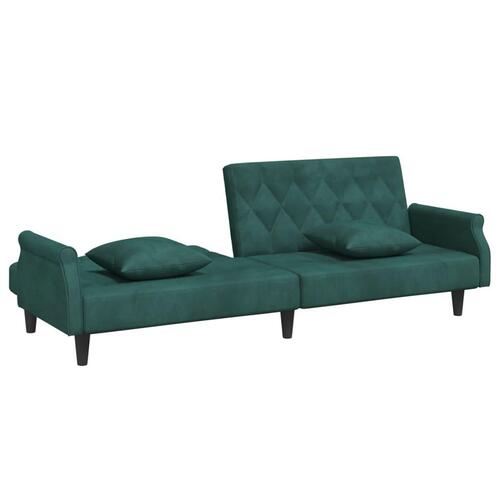 Sovesofa med armlæn velour mørkegrøn