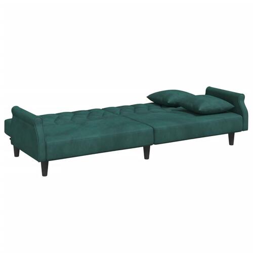 Sovesofa med armlæn velour mørkegrøn