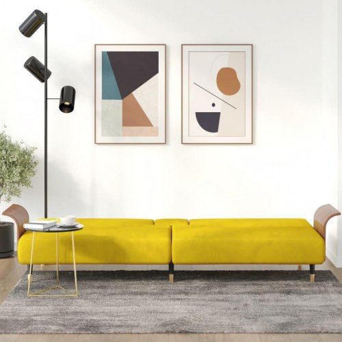 Sovesofa med kopholdere velour gul