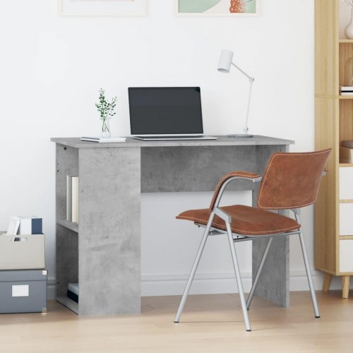 Skrivebord med hylder 100×55×75 cm - konstrueret træ, betongrå