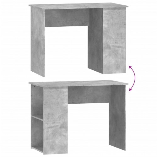Skrivebord med hylder 100×55×75 cm - konstrueret træ, betongrå