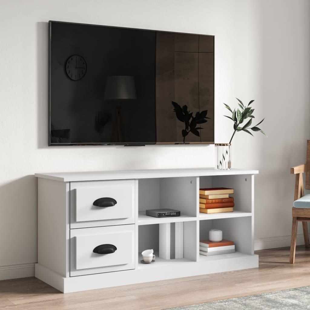 Tv-bord 102x35,5x47,5 cm konstrueret træ hvid billede