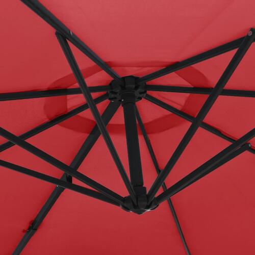 Væghængt parasol med LED-lys 290 cm rød