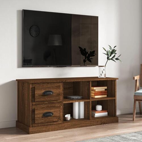 Tv-bord 102x35,5x47,5 cm konstrueret træ brun egetræsfarve