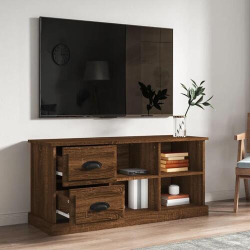 Tv-bord 102x35,5x47,5 cm konstrueret træ brun egetræsfarve