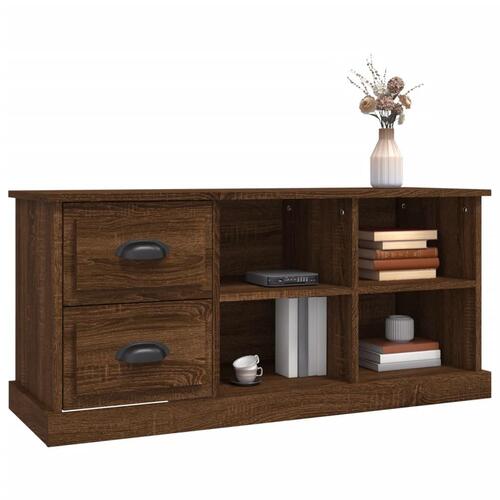 Tv-bord 102x35,5x47,5 cm konstrueret træ brun egetræsfarve