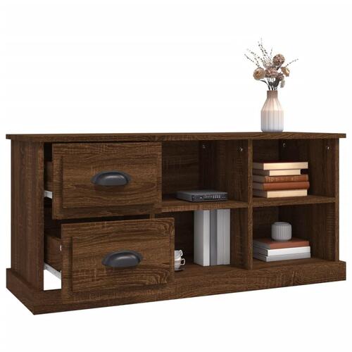 Tv-bord 102x35,5x47,5 cm konstrueret træ brun egetræsfarve