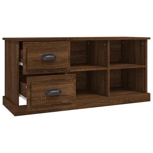 Tv-bord 102x35,5x47,5 cm konstrueret træ brun egetræsfarve
