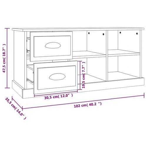Tv-bord 102x35,5x47,5 cm konstrueret træ brun egetræsfarve