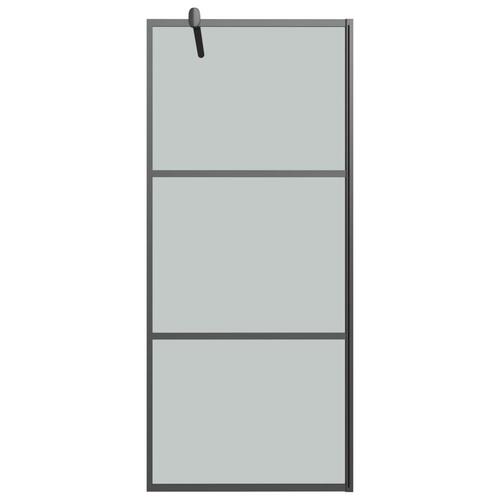 Brusevæg med hylde 80x195 cm sikkerhedsglas og aluminium sort