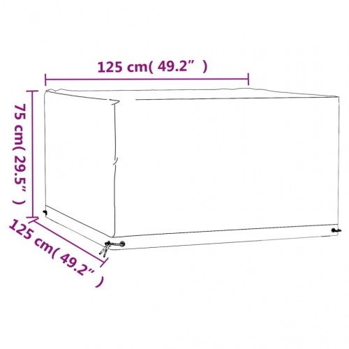 Havemøbelovertræk 125 × 125 × 75 cm - firkantet med 8 øjer
