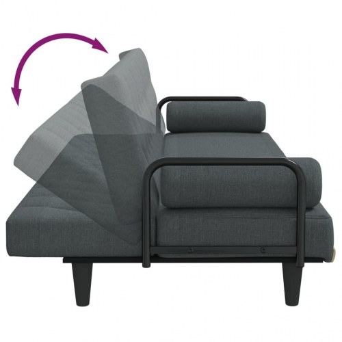 Sovesofa med armlæn stof mørkegrå