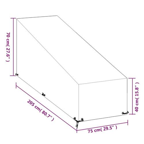 Overtræk til liggestol 205x75x40/70 cm 12 øjer polyethylen