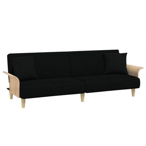 Sovesofa med armlæn stof sort