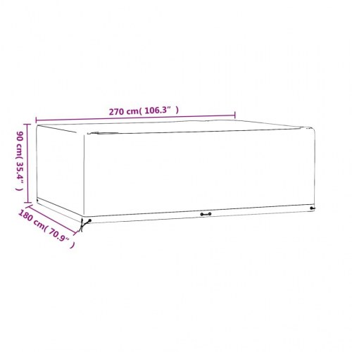 Havemøbelovertræk - 2 stk. rektangulære 270 × 180 × 90 cm, 12 øjer, sort