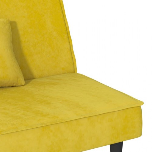 Sovesofa i velour - gul 200 cm med puder