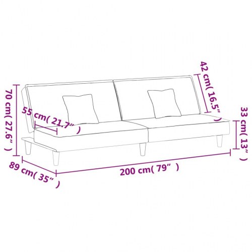 Sovesofa i velour - gul 200 cm med puder