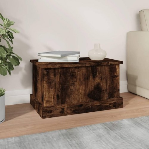 Opbevaringskasse med låg 50 x 30 x 28 cm - røget egetræsfarve