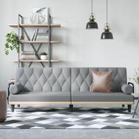 Sovesofa med armlæn stof lysegrå