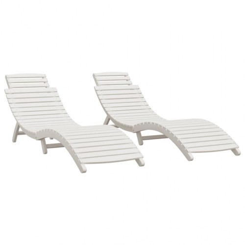 Liggestole 2 stk. 184x55x64 cm massivt akacietræ hvid