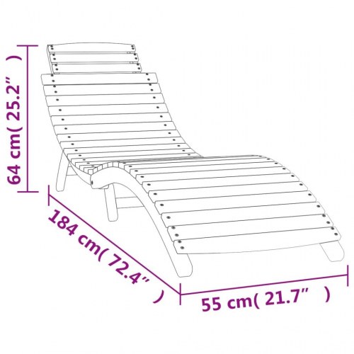 Liggestole 2 stk. 184x55x64 cm massivt akacietræ hvid