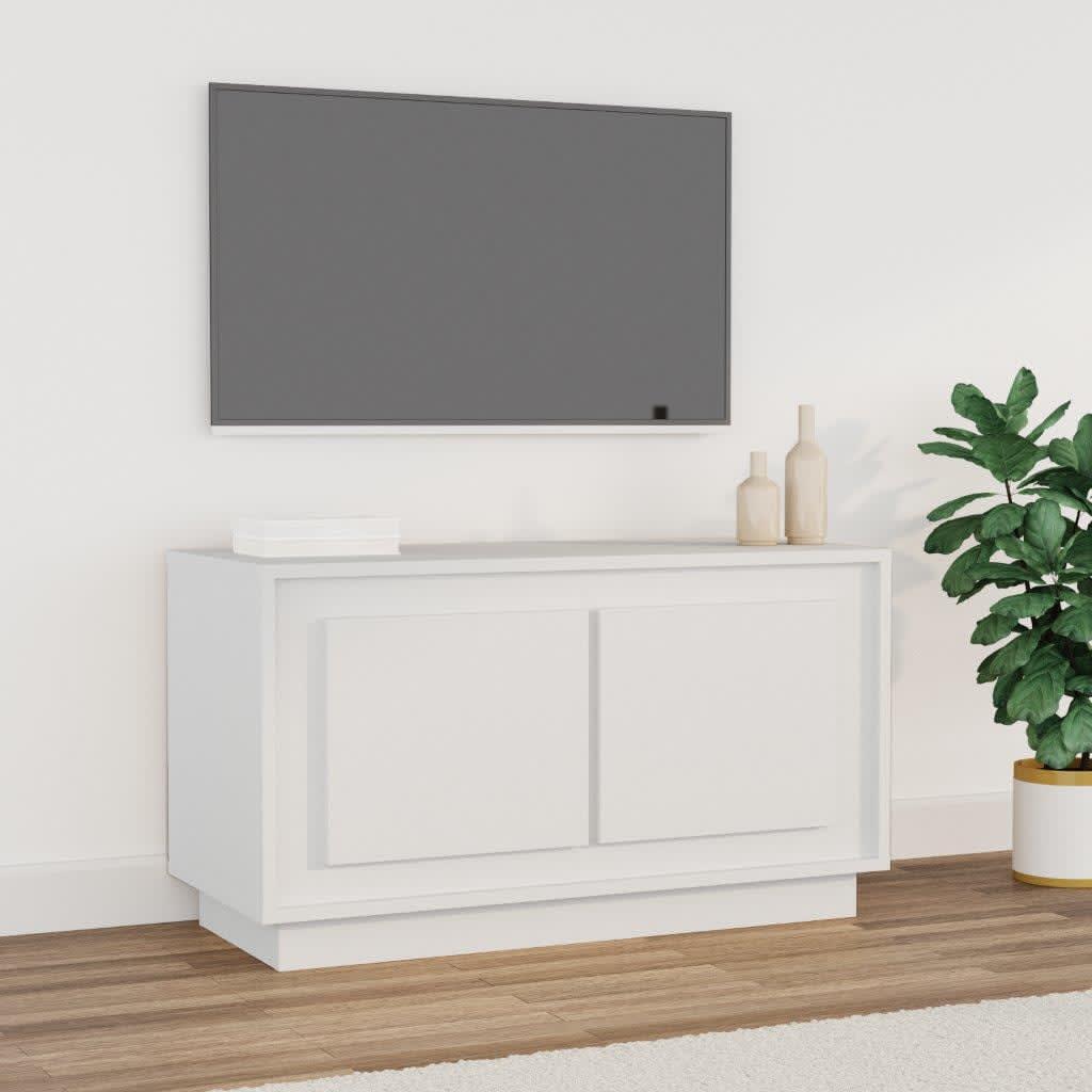Tv-bord med låger 80 x 35 x 45 cm i konstrueret træ - hvid