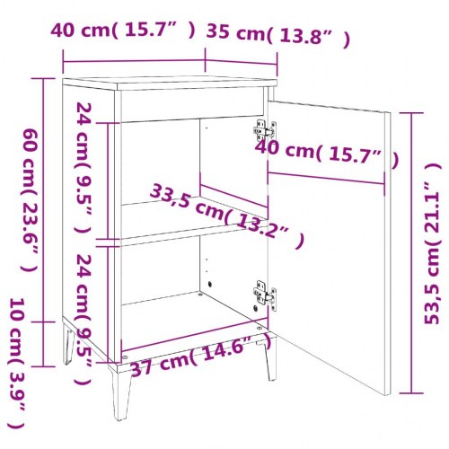 Sengeborde 2 stk. 40x35x70 cm konstrueret træ hvid