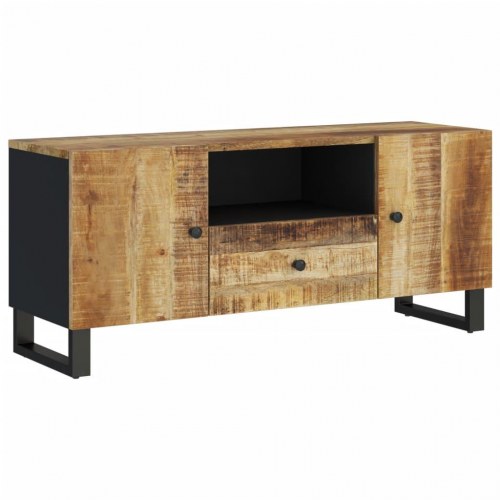 Tv-bord 105×33,5×46 cm i massivt mangotræ og konstrueret træ