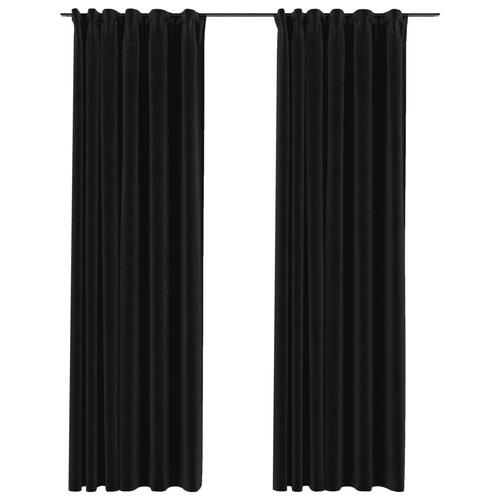 Mørklægningsgardin med kroge hør-look 290x245 cm antracitgrå