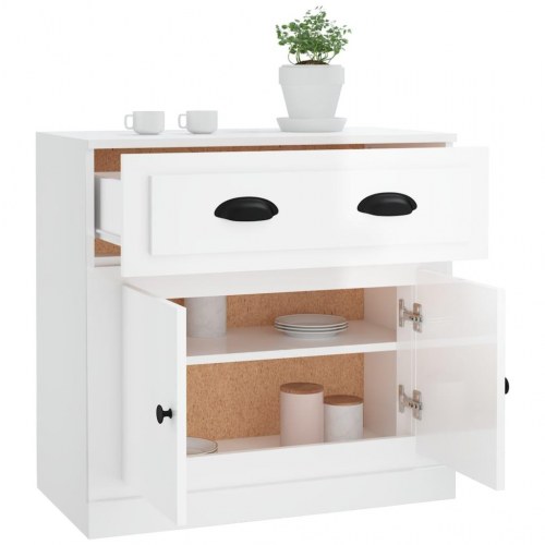 Skænk 70 × 35,5 × 67,5 cm - konstrueret træ, hvid højglans