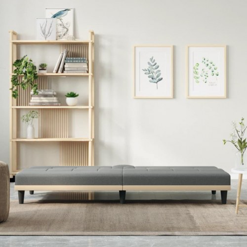 Sovesofa med kopholdere i stof - mørkegrå, justerbart ryglæn