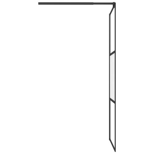 Brusevæg med hylde 90x195 cm sikkerhedsglas og aluminium sort