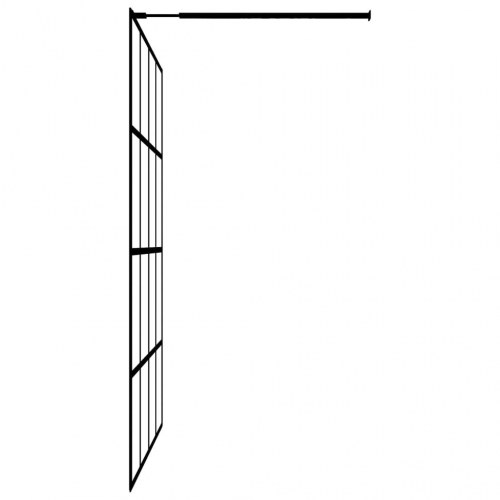 Brusevæg med hylde 90x195 cm sikkerhedsglas og aluminium sort