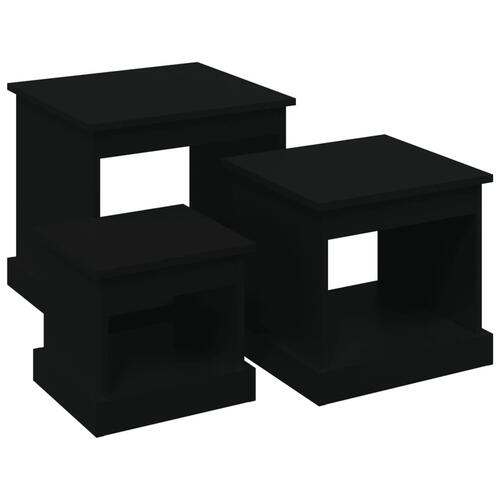Sofabord 3 stk. konstrueret træ sort