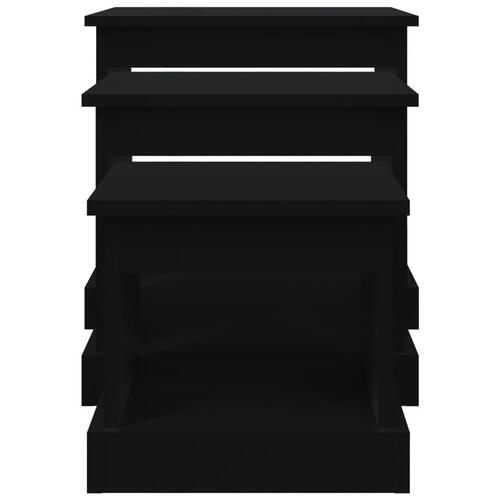 Sofabord 3 stk. konstrueret træ sort
