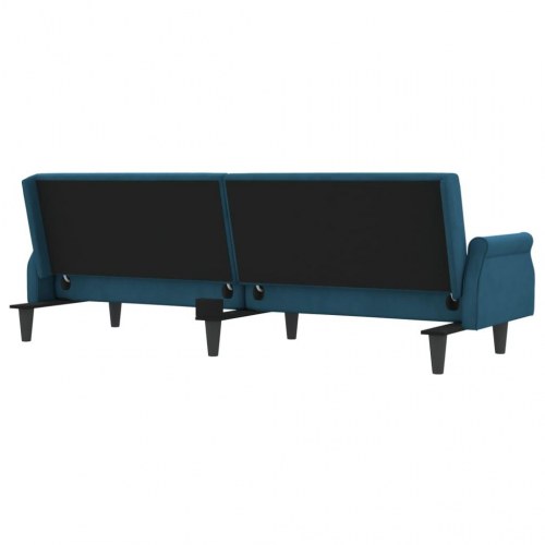 Sovesofa med armlæn velour blå