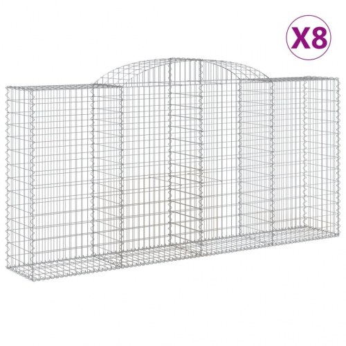 Buede gabionkurve - 8 stk. 300×50×140/160 cm i galvaniseret jern