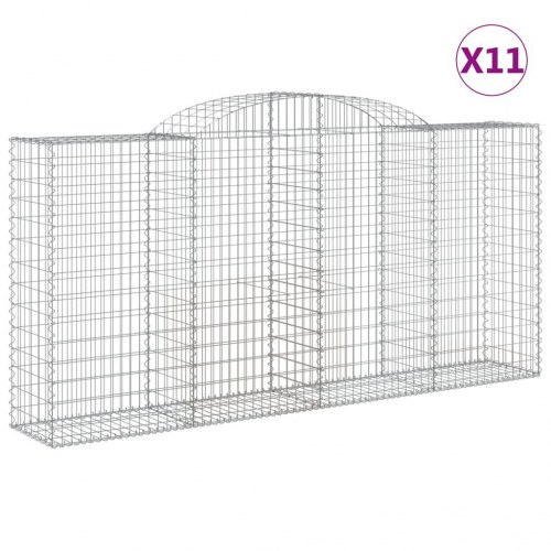 Buede gabionkurve - 11 stk. 300×50×140/160 cm i galvaniseret jern