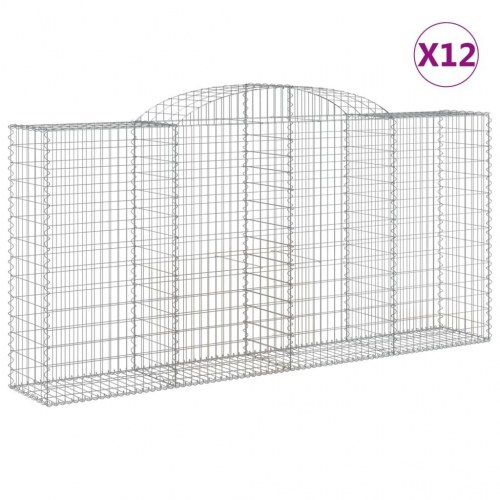 Buede gabionkurve - 12 stk. 300×50×140/160 cm i galvaniseret jern