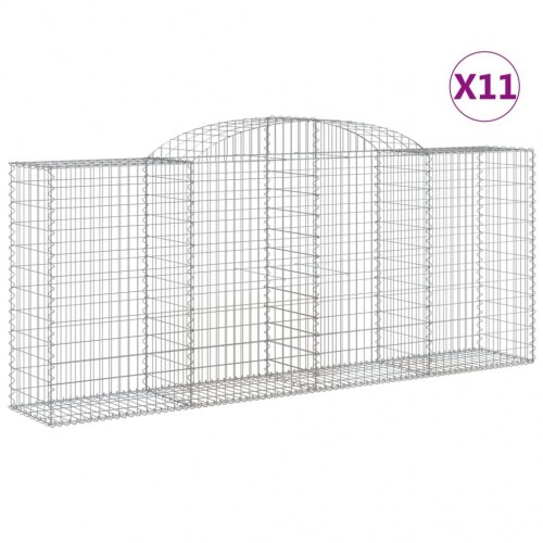 Buede gabionkurve - 11 stk. 300×50×120/140 cm i galvaniseret jern