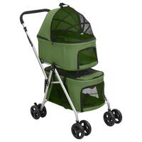 Dobbelt hundeklapvogn foldbar 83x48x97 cm oxfordstof grøn