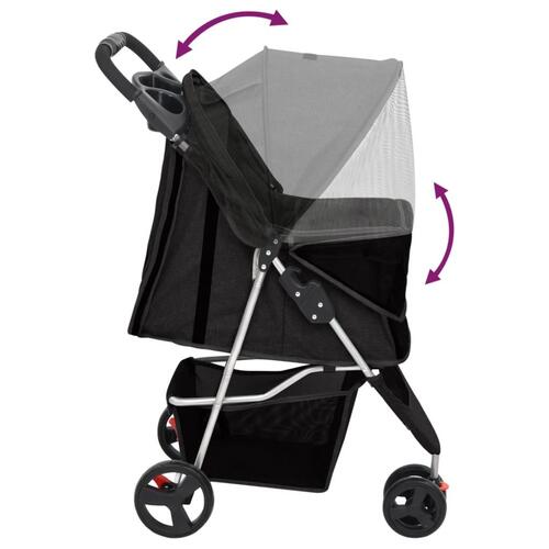 Foldbar hundeklapvogn 80x46x98 cm oxfordstof sort