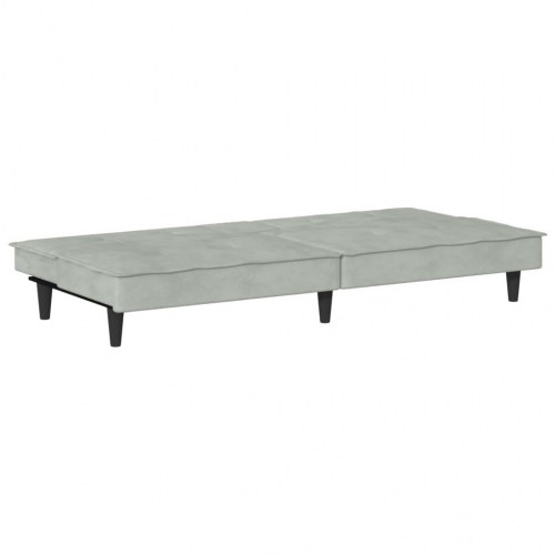 Sovesofa med kopholdere i velour - lysegrå