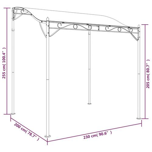 Baldakin 2x2,3 m 180 g/m² stof og stål gråbrun