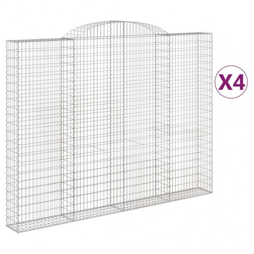 Buede gabionkurve 4 stk. 300x30x220/240 cm galvaniseret jern