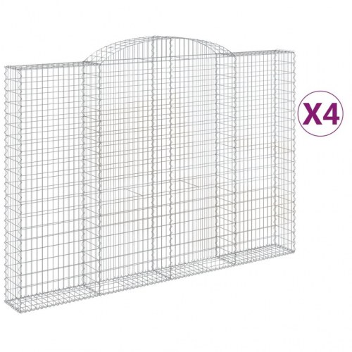 Buede gabionkurve - 4 stk. 300×30×200/220 cm i galvaniseret jern
