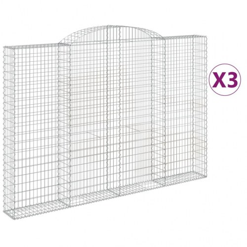 Buede gabionkurve - 3 stk. 300 × 30 × 200/220 cm i galvaniseret jern