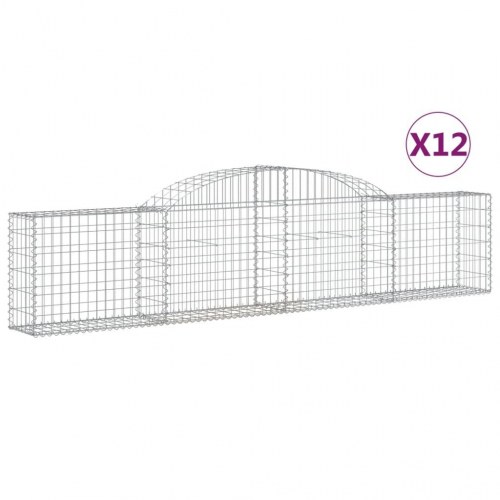Buede gabionkurve - 12 stk. 300×30×60/80 cm i galvaniseret jern