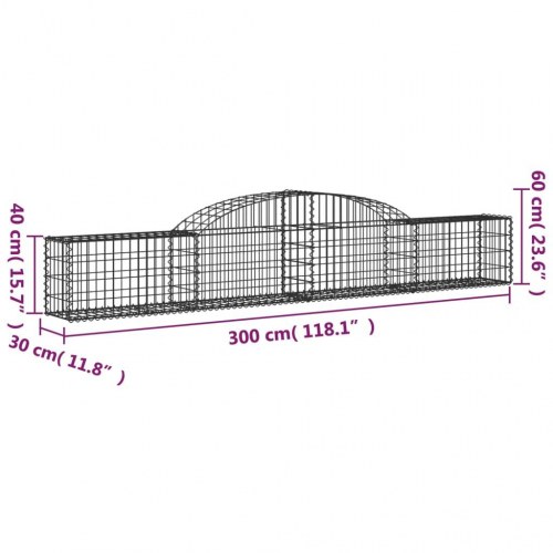 Buede gabionkurve 7 stk. 300x30x40/60 cm galvaniseret jern