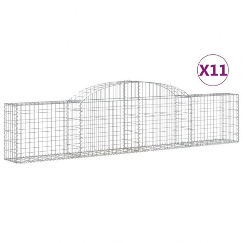Buede gabionkurve - 11 stk. 300×30×60/80 cm i galvaniseret jern